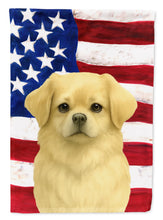 Load image into Gallery viewer, Cream Tibetan Spaniel American Flag House Flag