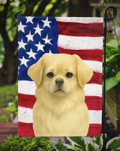 Load image into Gallery viewer, Cream Tibetan Spaniel American Flag Garden Flag