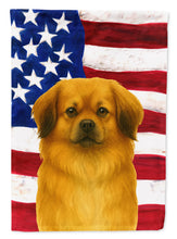 Load image into Gallery viewer, Gold Tibetan Spaniel American Flag House Flag