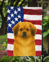 Load image into Gallery viewer, Gold Tibetan Spaniel American Flag Garden Flag