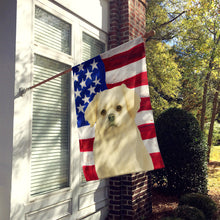 Load image into Gallery viewer, White Tibetan Spaniel American Flag House Flag