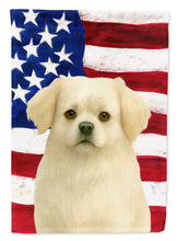 Load image into Gallery viewer, White Tibetan Spaniel American Flag House Flag