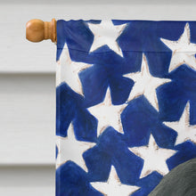 Load image into Gallery viewer, Black and White Tibetan Spaniel American Flag House Flag