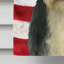 Load image into Gallery viewer, Black and White Tibetan Spaniel American Flag House Flag