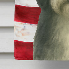 Load image into Gallery viewer, Gray and White Tibetan Spaniel American Flag House Flag