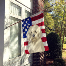 Load image into Gallery viewer, White Tibetan Spaniel American Flag House Flag