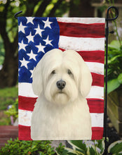 Load image into Gallery viewer, White Tibetan Spaniel American Flag Garden Flag