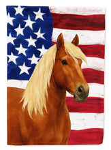 Load image into Gallery viewer, Chestnut Gypsy Vanner Horse with Flaxen Mane American House Flag