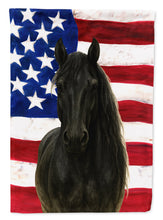 Load image into Gallery viewer, Black Hanoverian Horse American House Flag