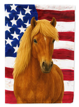 Load image into Gallery viewer, Chestnut Icelandic Horse with Flaxen Mane American House Flag