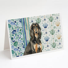 Load image into Gallery viewer, Black &amp; Tan Afghan Hound Coastal Sea Glass Greeting Cards Pack of 8