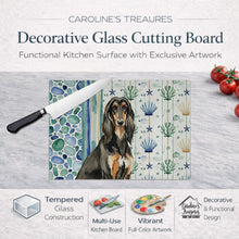 Load image into Gallery viewer, Black &amp; Tan Afghan Hound Coastal Sea Glass Glass Cutting Board