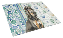Load image into Gallery viewer, Black &amp; Tan Afghan Hound Coastal Sea Glass Glass Cutting Board