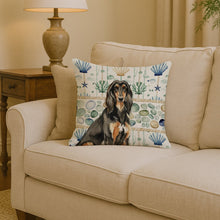 Load image into Gallery viewer, Black &amp; Tan Afghan Hound Coastal Sea Glass Throw Pillow