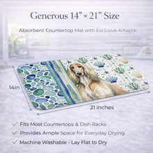 Load image into Gallery viewer, Afghan Hound Coastal Sea Glass Dish Drying Mat
