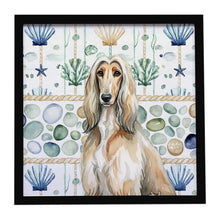 Load image into Gallery viewer, Afghan Hound Coastal Sea Glass Framed Metal Print