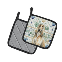 Load image into Gallery viewer, Afghan Hound Coastal Sea Glass Pair of Pot Holders