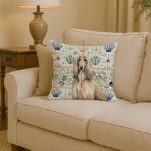 Load image into Gallery viewer, Afghan Hound Coastal Sea Glass Throw Pillow