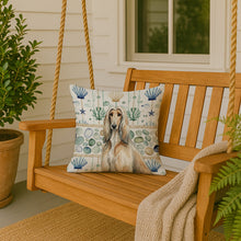 Load image into Gallery viewer, Afghan Hound Coastal Sea Glass Throw Pillow