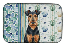Load image into Gallery viewer, Airedale Terrier Coastal Sea Glass Dish Drying Mat