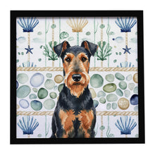Load image into Gallery viewer, Airedale Terrier Coastal Sea Glass Framed Metal Print