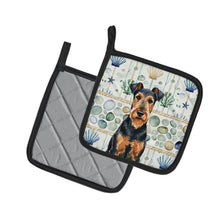 Load image into Gallery viewer, Airedale Terrier Coastal Sea Glass Pair of Pot Holders