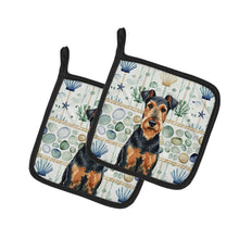 Load image into Gallery viewer, Airedale Terrier Coastal Sea Glass Pair of Pot Holders