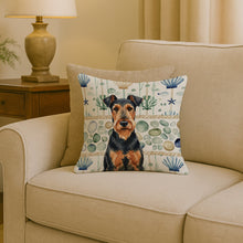Load image into Gallery viewer, Airedale Terrier Coastal Sea Glass Throw Pillow