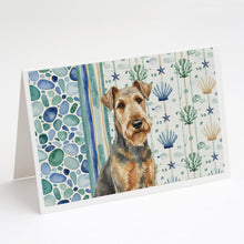 Load image into Gallery viewer, Grizzle Airedale Terrier Coastal Sea Glass Greeting Cards Pack of 8