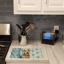 Load image into Gallery viewer, Grizzle Airedale Terrier Coastal Sea Glass Glass Cutting Board