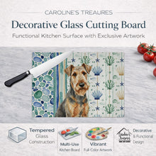 Load image into Gallery viewer, Grizzle Airedale Terrier Coastal Sea Glass Glass Cutting Board