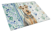 Load image into Gallery viewer, Grizzle Airedale Terrier Coastal Sea Glass Glass Cutting Board