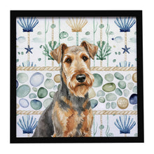 Load image into Gallery viewer, Grizzle Airedale Terrier Coastal Sea Glass Framed Metal Print