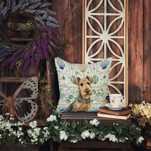 Load image into Gallery viewer, Grizzle Airedale Terrier Coastal Sea Glass Throw Pillow