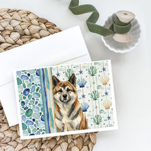 Load image into Gallery viewer, Brindle Akita Coastal Sea Glass Greeting Cards Pack of 8