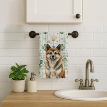 Load image into Gallery viewer, Brindle Akita Coastal Sea Glass Kitchen Towel