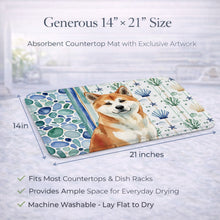 Load image into Gallery viewer, Red Akita Coastal Sea Glass Dish Drying Mat