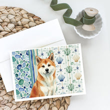 Load image into Gallery viewer, Red Akita Coastal Sea Glass Greeting Cards Pack of 8
