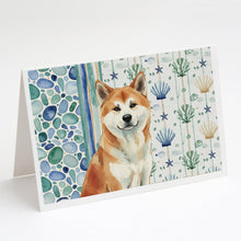 Load image into Gallery viewer, Red Akita Coastal Sea Glass Greeting Cards Pack of 8