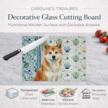 Load image into Gallery viewer, Red Akita Coastal Sea Glass Glass Cutting Board
