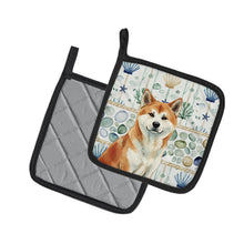 Load image into Gallery viewer, Red Akita Coastal Sea Glass Pair of Pot Holders