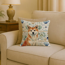 Load image into Gallery viewer, Red Akita Coastal Sea Glass Throw Pillow