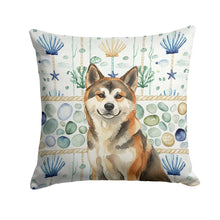Load image into Gallery viewer, Sesame Akita Coastal Sea Glass Throw Pillow
