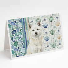 Load image into Gallery viewer, White Akita Coastal Sea Glass Greeting Cards Pack of 8