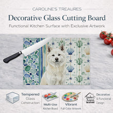 Load image into Gallery viewer, White Akita Coastal Sea Glass Glass Cutting Board