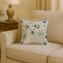 Load image into Gallery viewer, White Akita Coastal Sea Glass Throw Pillow