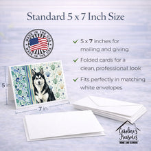 Load image into Gallery viewer, Black and White Alaskan Malamute Coastal Sea Glass Greeting Cards Pack of 8