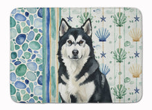 Load image into Gallery viewer, Black and White Alaskan Malamute Coastal Sea Glass Memory Foam Kitchen Mat
