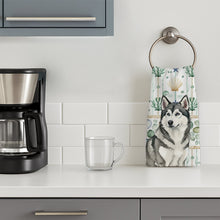 Load image into Gallery viewer, Gray and White Alaskan Malamute Coastal Sea Glass Kitchen Towel