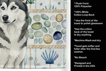 Load image into Gallery viewer, Gray and White Alaskan Malamute Coastal Sea Glass Kitchen Towel